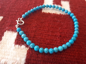 Bracelet Vintage Années 70 Style Indien Avec Perles Bleu Turquoise Et Barrette